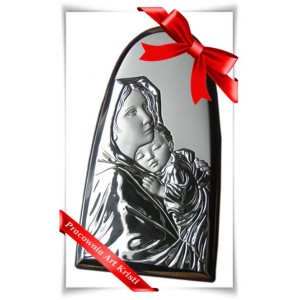 Matka Boża z Dzieciątkiem  - obrazek posrebrzany (pr. 925)